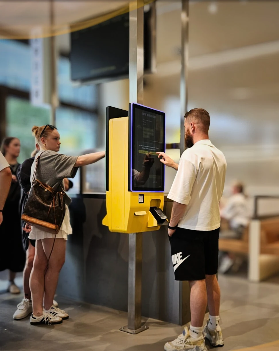 Self-order kiosk in amusement park at food stand