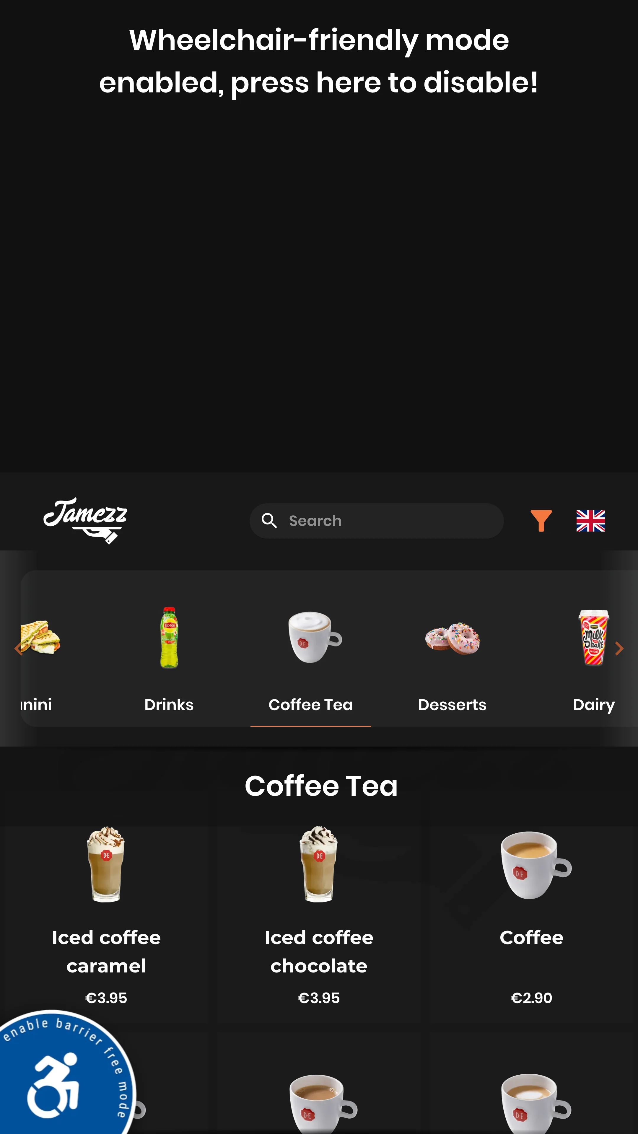 Jamezz kiosk accessibility - Wheelchair mode and voice control for inclusive ordering